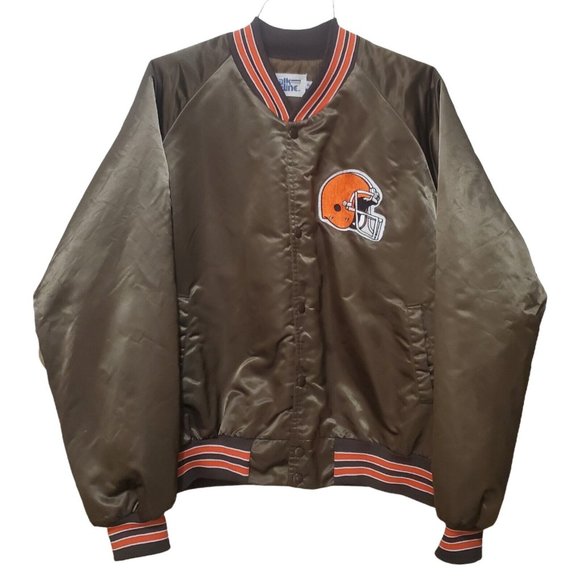 Chalk Line Other - Vtg 80s Chalk Line CLEVELAND BROWNS Football Spell Out Satin Jacket Men's Sz XL